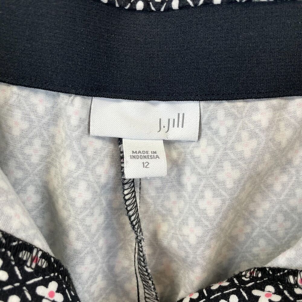 J Jill Capri Pants 12 Black Minimalist Stretchy Geometric Flower All-Over Career - Picture 5 of 13